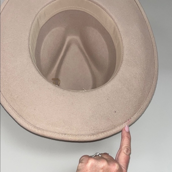 Elegant Pale Pink / Cream Fedora Hat ladies one size 100% wool - preowned - Picture 9 of 9